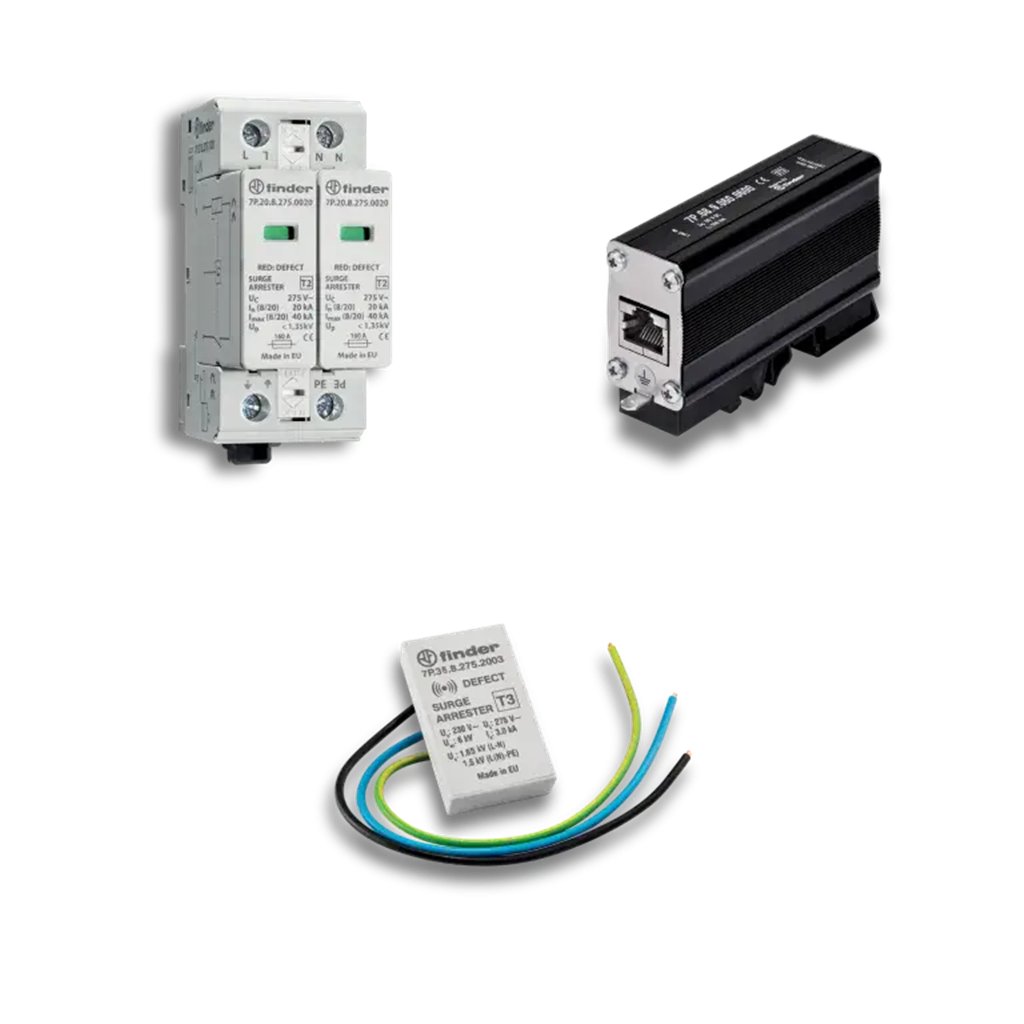 7P0282751012 7P.02.8.275.1012 - Finder - SPD Class1+2 Single-phase 2P 260VAC 1+1 25Ka