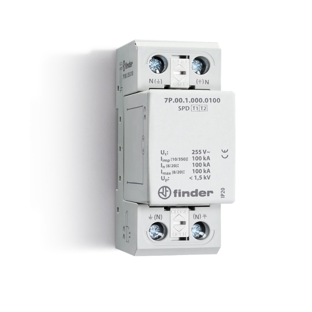 7P0912550100 7P.09.1.255.0100 - Finder - SPD Class 1 Unipolar 1P N-PE 100Ka
