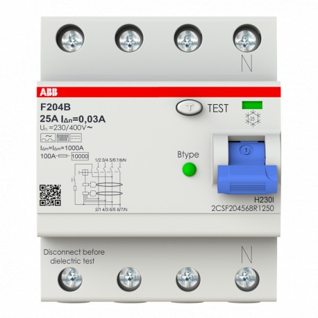 ABB2CSF204568R1250 2CSF204568R1250 ABB Int.dif.F204B-25/0.03 4p 25 B 30mA