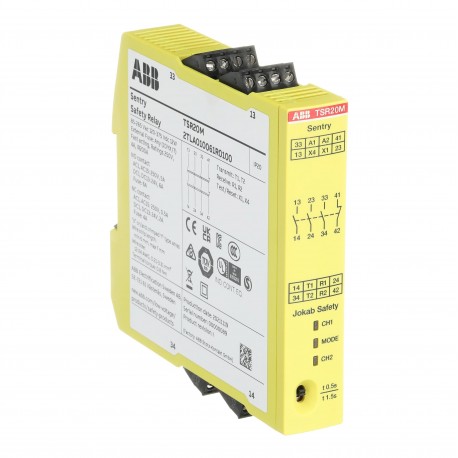 ABB2TLA010061R0100 2TLA010061R0100 ABB Safety/Expansion relay Sentry TSR20M VAC/VDC 3 NO + 1 NC OFF-Delay 0.5 and 1.5 seconds