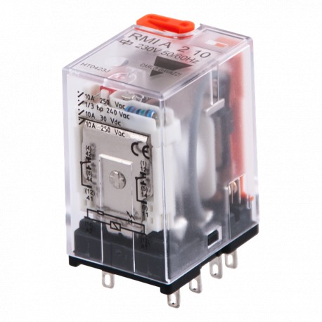 CARRMIA21024VAC RMIA21024VAC CARLO GAVAZZI Relay industrial plug-in miniature 2 contacts, coil Voltage 24 VAC, Amps 10 To