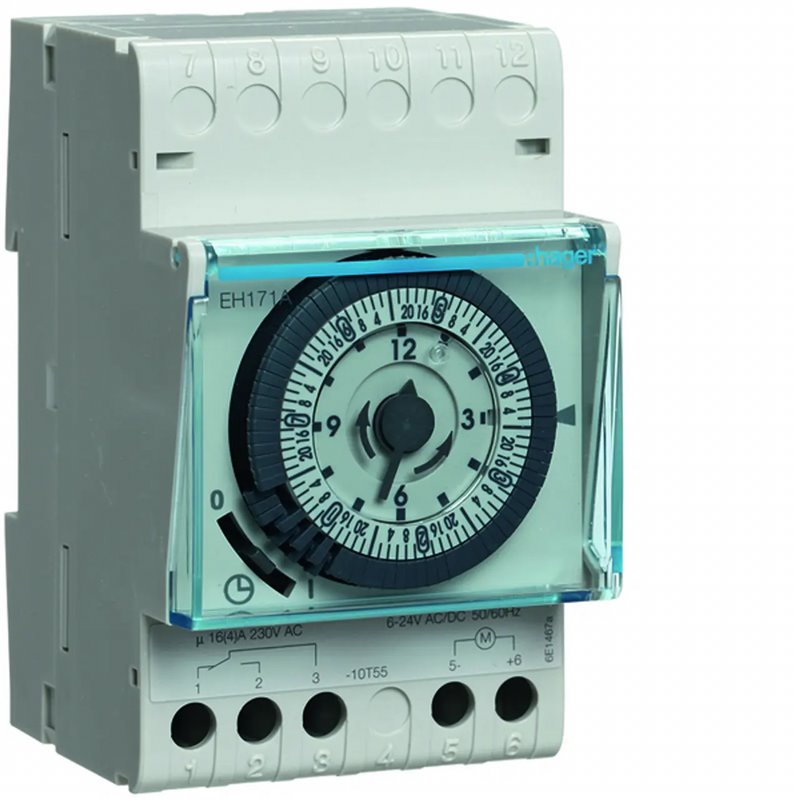 EH171A HAGER Weekly time switch with power reserve 6-24V 1 changeover contact 3M