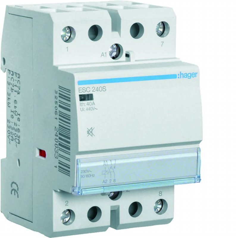 ESC240S HAGER contactor silent 40 A 230 V AC 2 NO 3 DIN modules