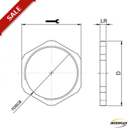 INT263247 263247 INTERFLEX NUT "NORMANYL" M32 PA BLACK RAL 9005