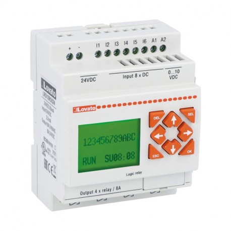 LOVLRD12RD024 LRD12RD024 LOVATO MICRO PLCS, BASE MODULE, AUXILIARY SUPPLY VOLTAGE 24VDC, 8/4 RELAY