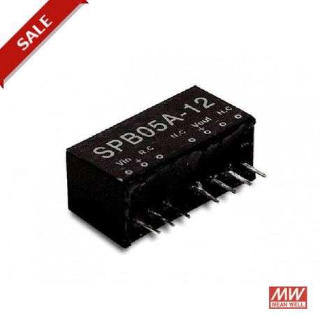 MEASPB05A05 SPB05A-05 MEANWELL DC-DC Regulated Single Output Converter, Output 5VDC / 1A, 1500VDC I/O isolation, SIP pac..